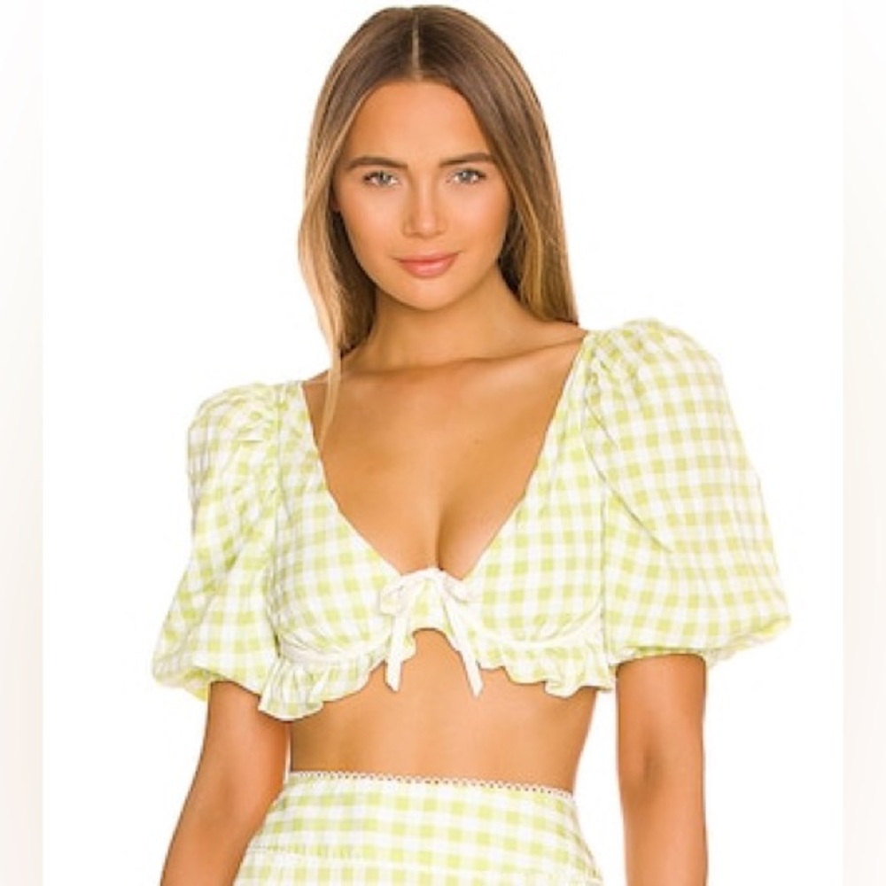 FOR LOVE & LEMONS Maureen Crop Top in Green